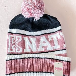 NWT PINK Victoria’s Secret Pom Pom Beanie